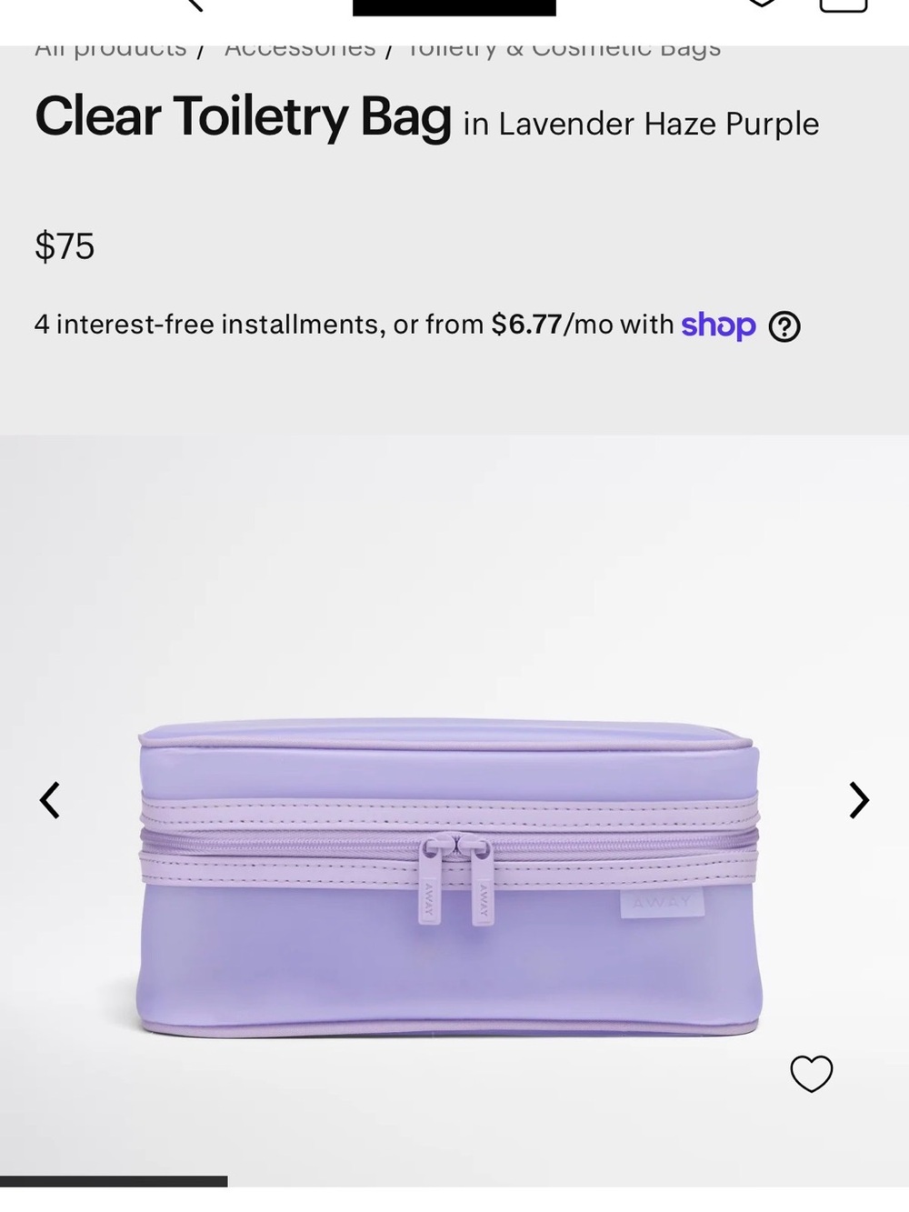 Away Lavender Clear lavender limited edition Toiletry Bag